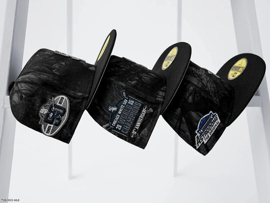 Slide 25:Three black 59FIFTY caps stacked in a row.