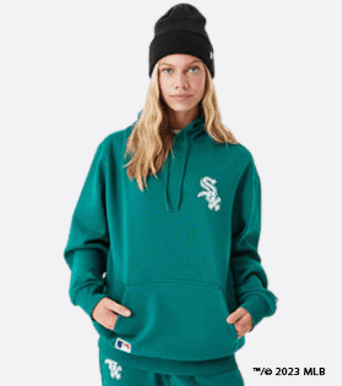 women wearing green new era hoodie 