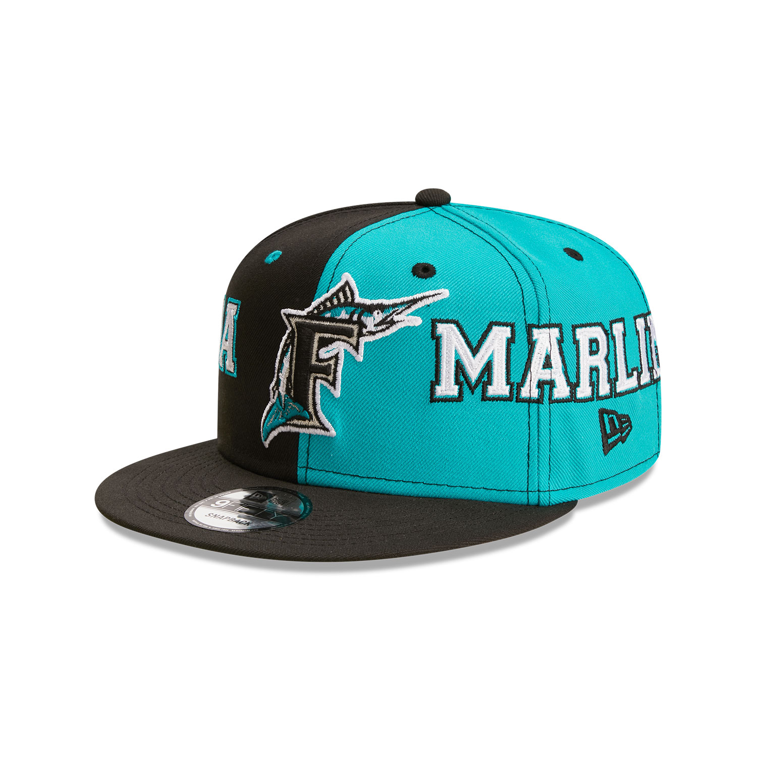 Miami Marlins Teamsplit Black 9FIFTY Snapback Cap
