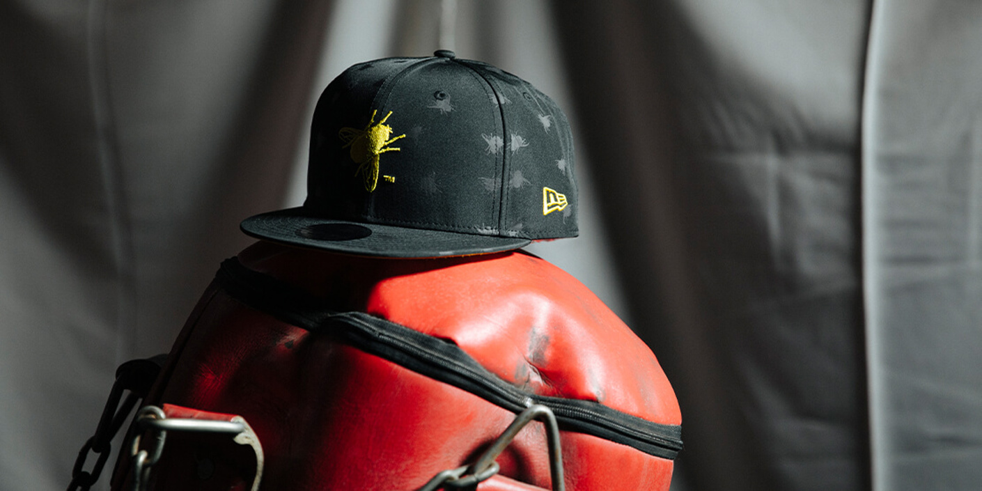 Dizzee Rascal's custom designed black New Era cap 