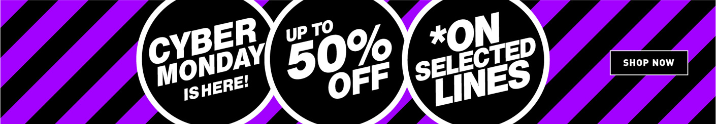 Banner promoting Cyber Monday 50% off discount