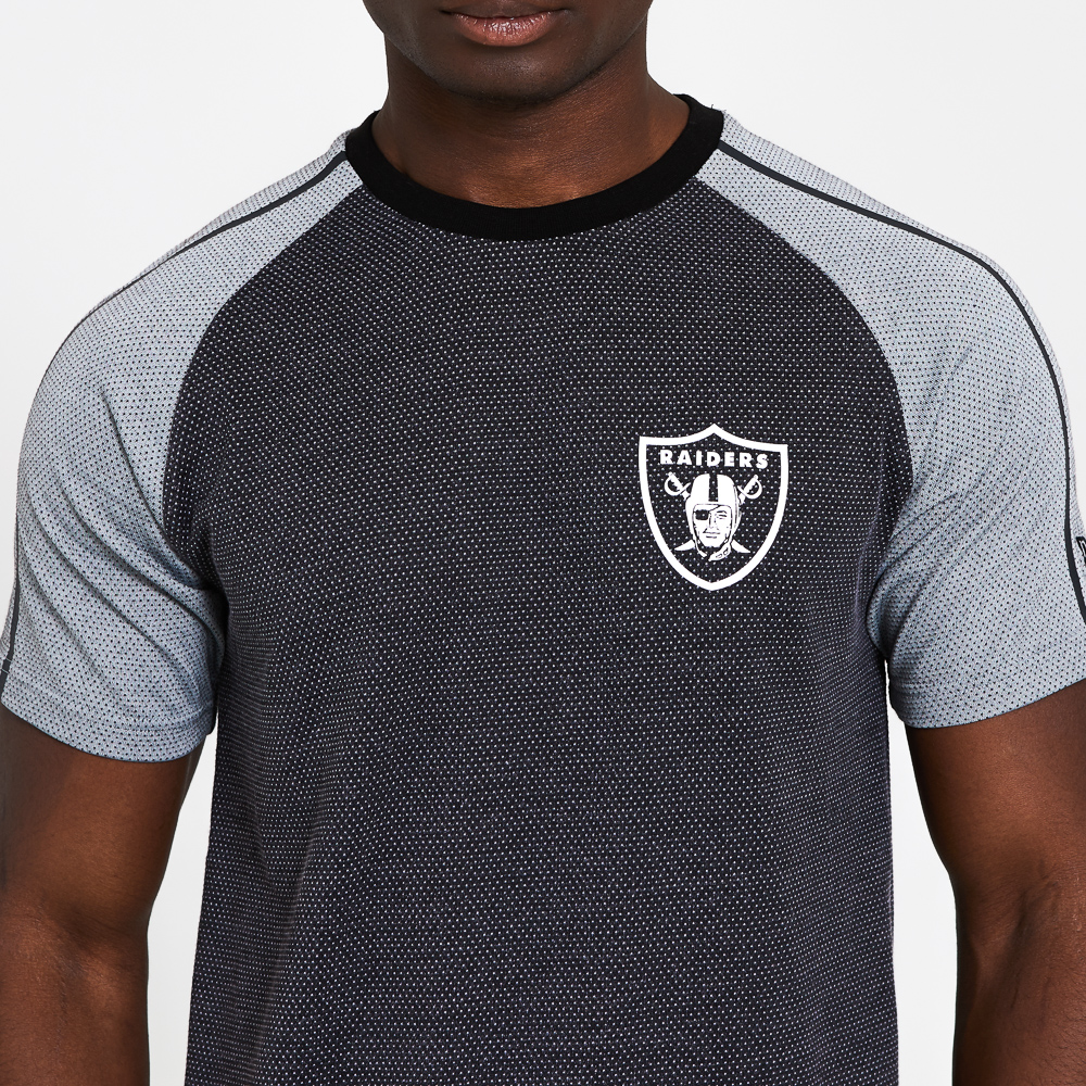 T-shirt gris à rayures des Oakland Raiders