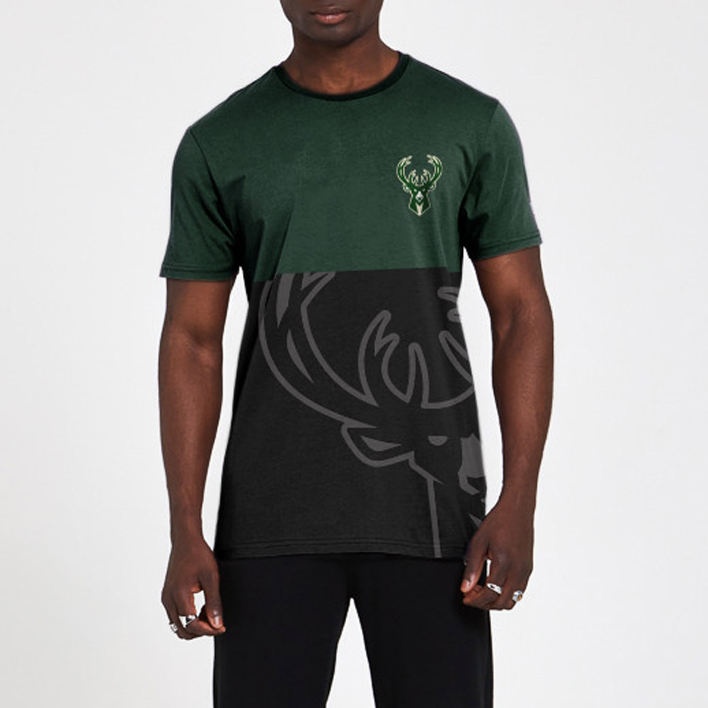 Milwaukee Bucks – T-Shirt in Schwarz im Farbblockdesign