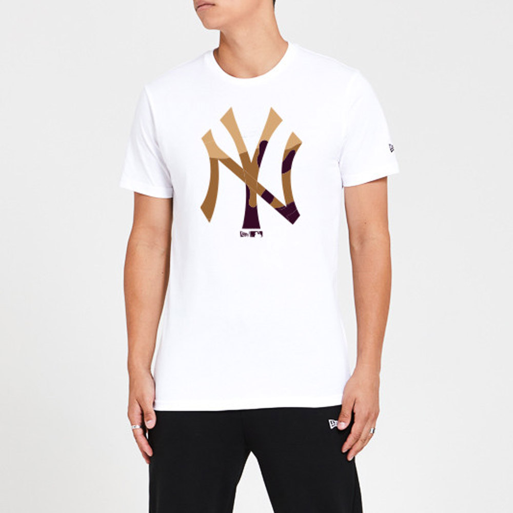 New York Yankees – T-Shirt in Weiß mit Logo mit Farbverlauf innen
