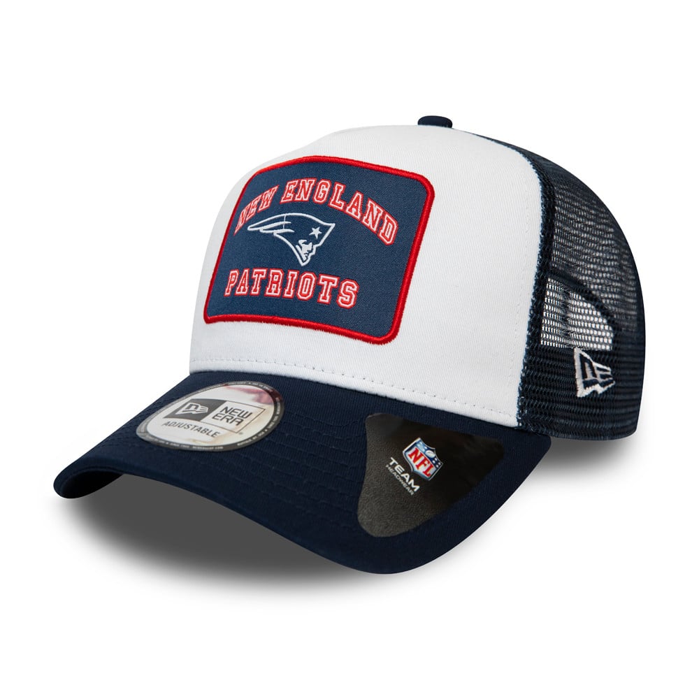 New England Patriots – A-Frame-Truckerkappe in Weiß mit Grafik-Aufnäher