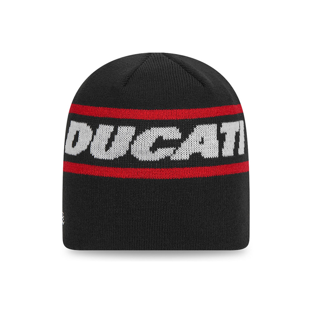 Gorro de punto ceñido a la cabeza Ducati Motor Logo Stripe, negro