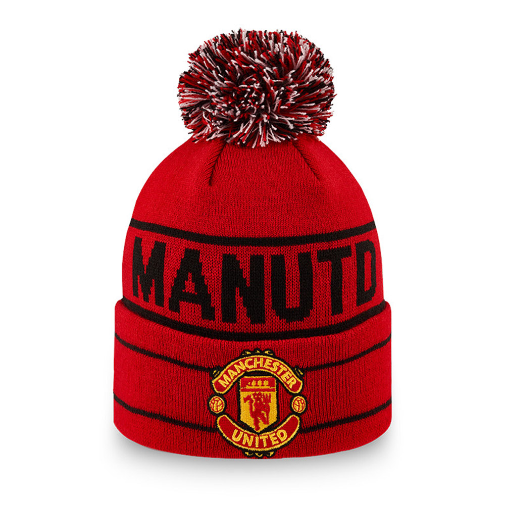 Bonnet à pompon Wordmark Manchester United, rouge