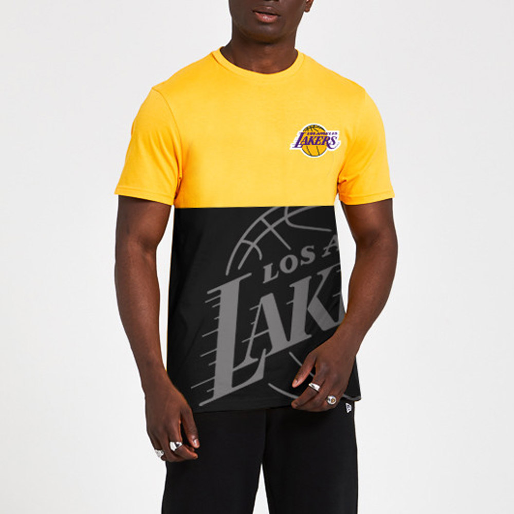 Los Angeles Lakers – T-Shirt in Schwarz im Farbblockdesign