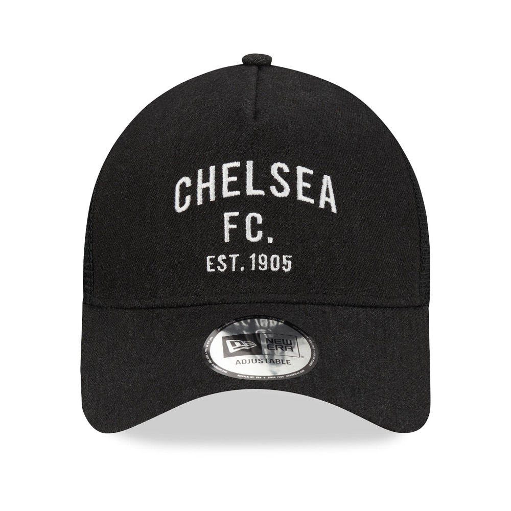 Chelsea FC – A-Frame-Truckerkappe aus Jeans in Schwarz