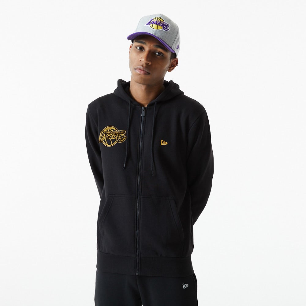 LA Lakers – NBA – Hoodie in Schwarz mit Kettenstich-Stickerei
