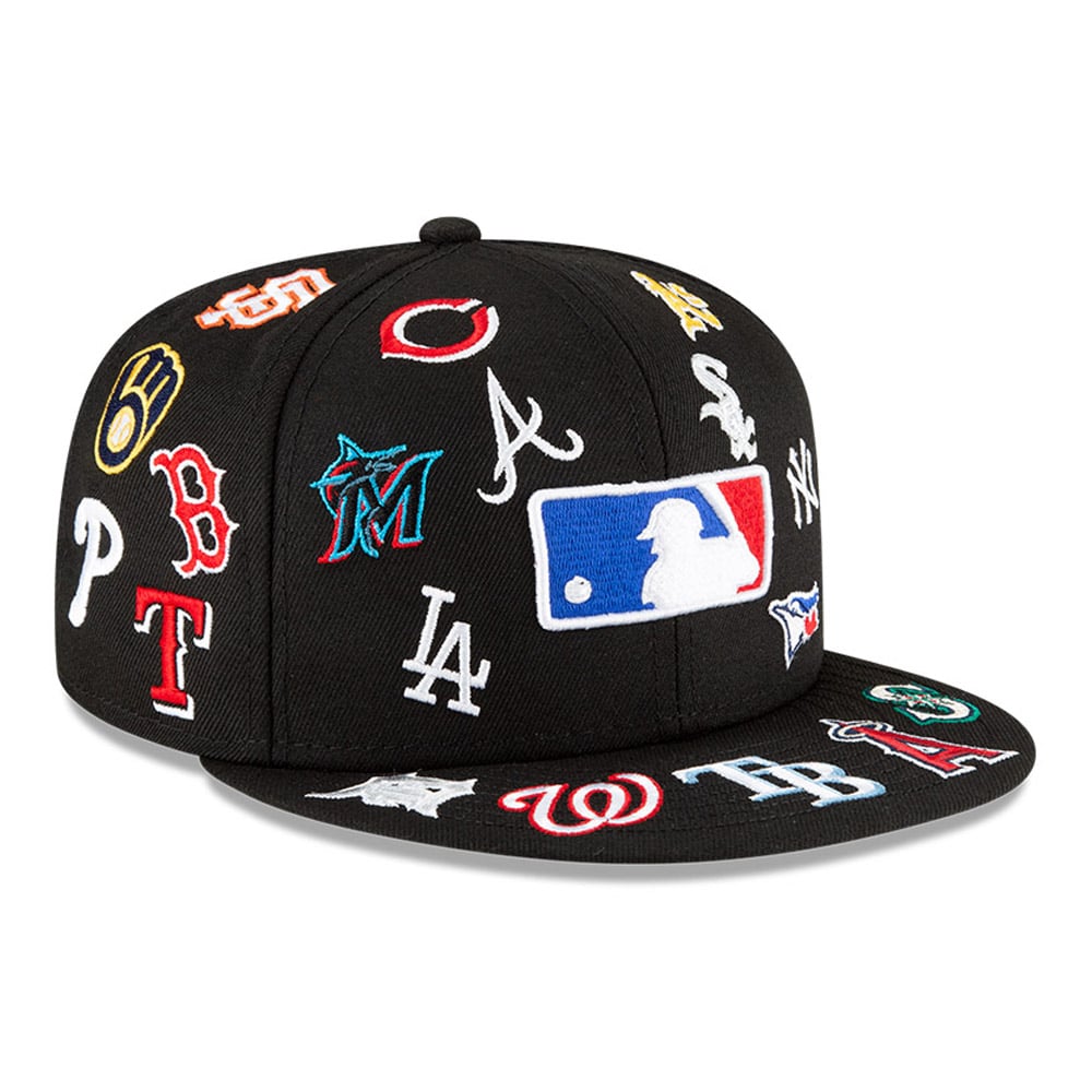 Insignia del logotipo de MLB 100 años negro 59FIFTY gorra