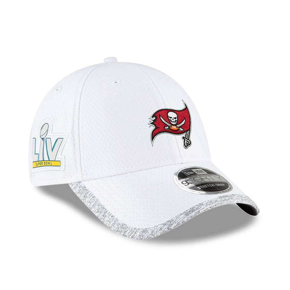 Tampa Bay Buccaneers Super Bowl Sideline White 9FORTY Stretch Snap Cap ...