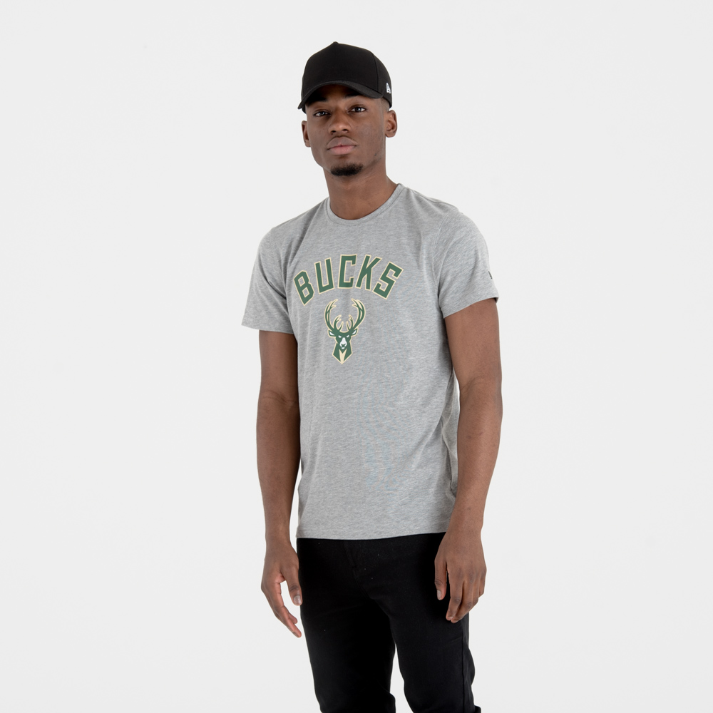 Milwaukee Bucks NBA Team Logo Grey T-Shirt
