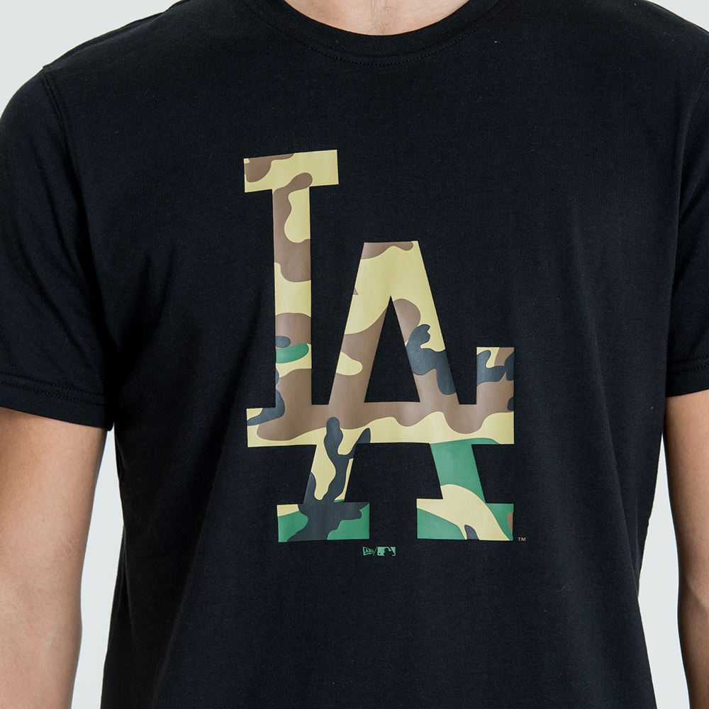Los Angeles Dodgers Infill Logo Schwarzes T-Shirt