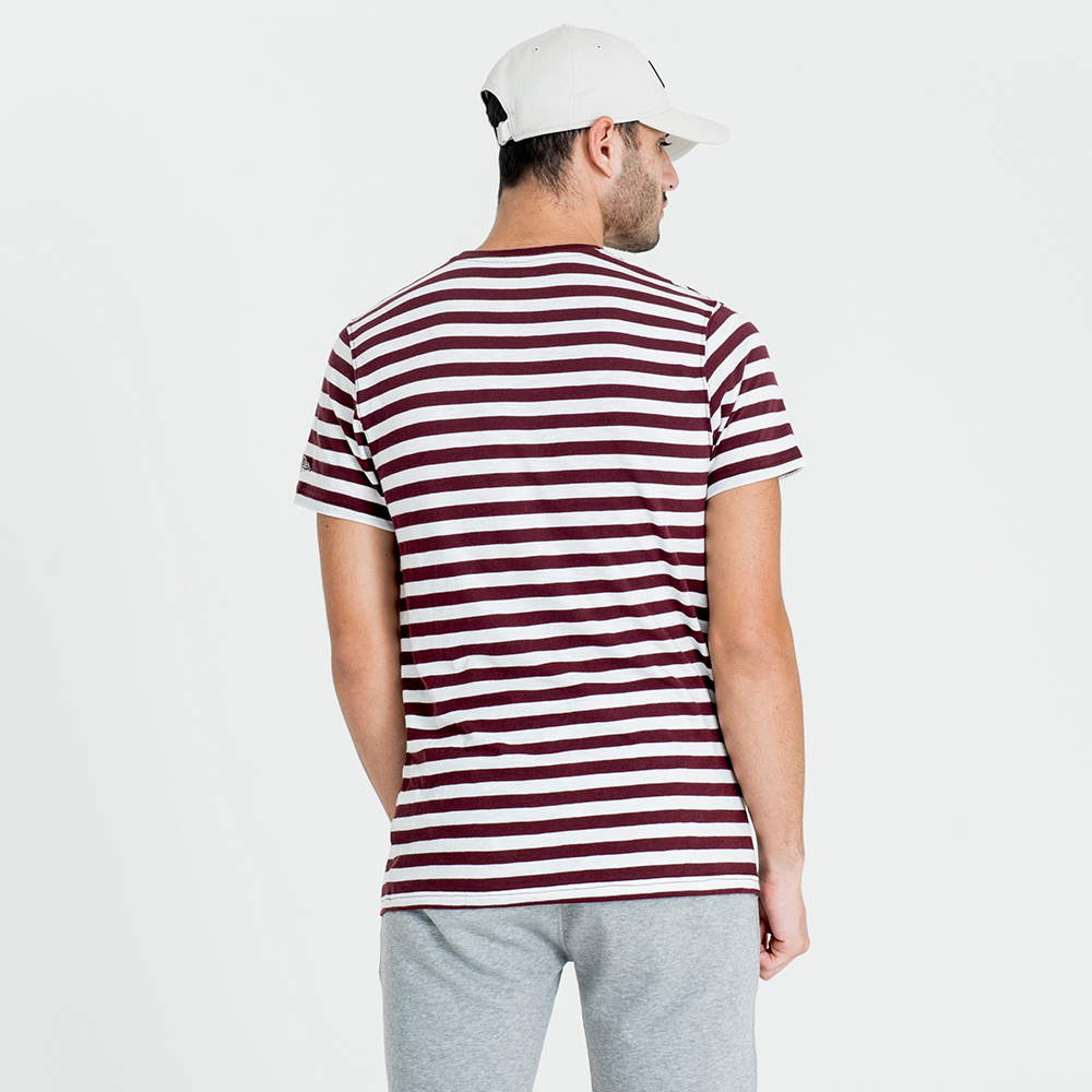 New Era – College Pack – T-Shirt mit kastanienbraunen und weißen Streifen