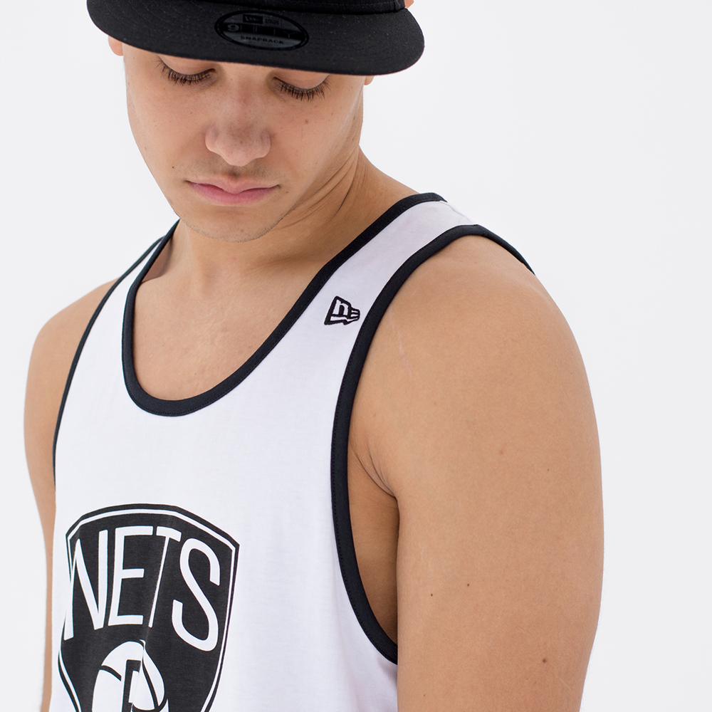 Débardeur blanc à logo pop Brooklyn Nets