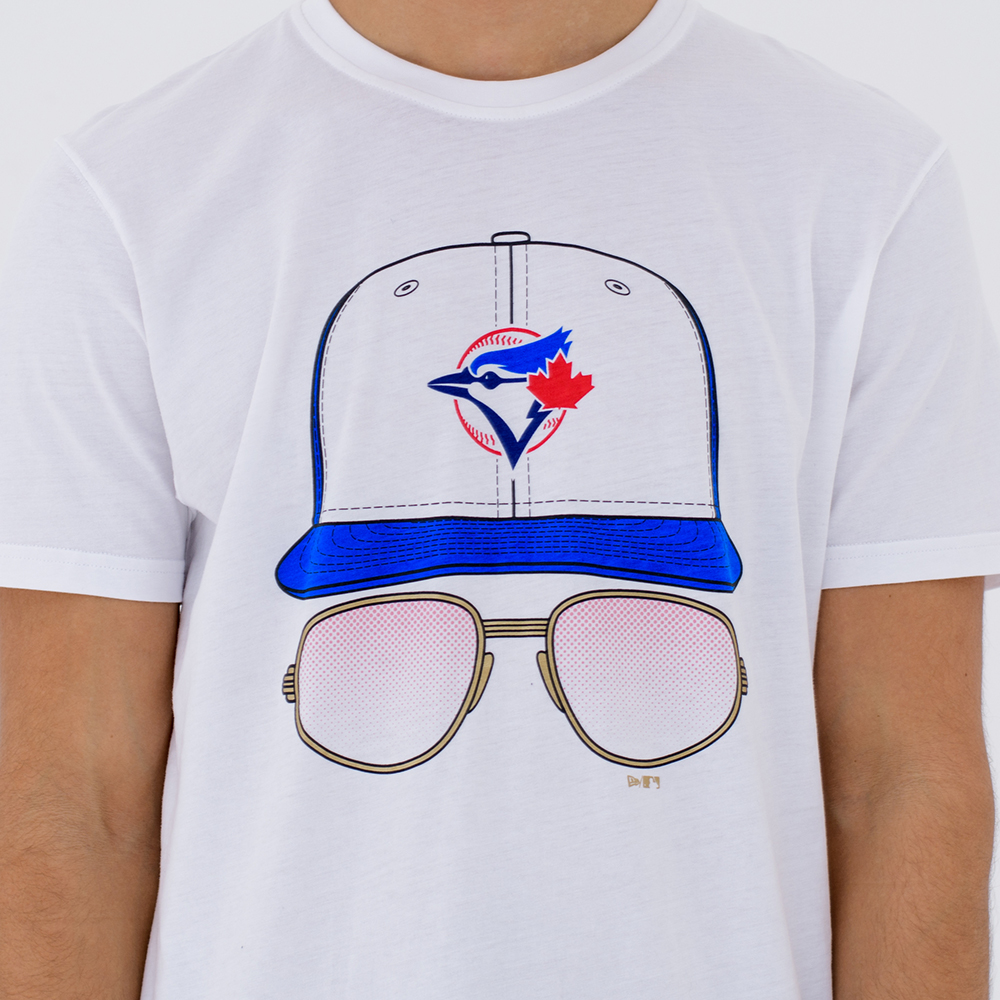 Camiseta Toronto Blue Jays Cap and Glasses, blanco