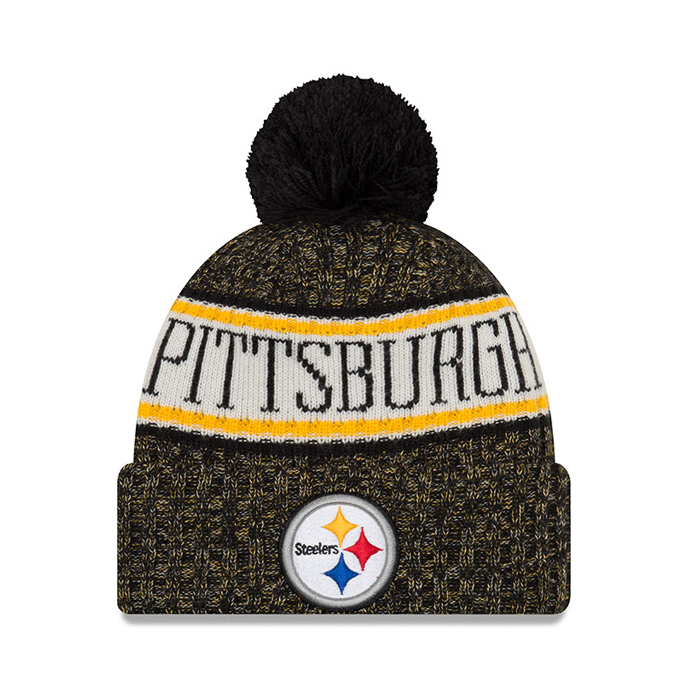 Berretto di maglia con risvolto e pompon Pittsburgh Steelers 2018 Sideline
