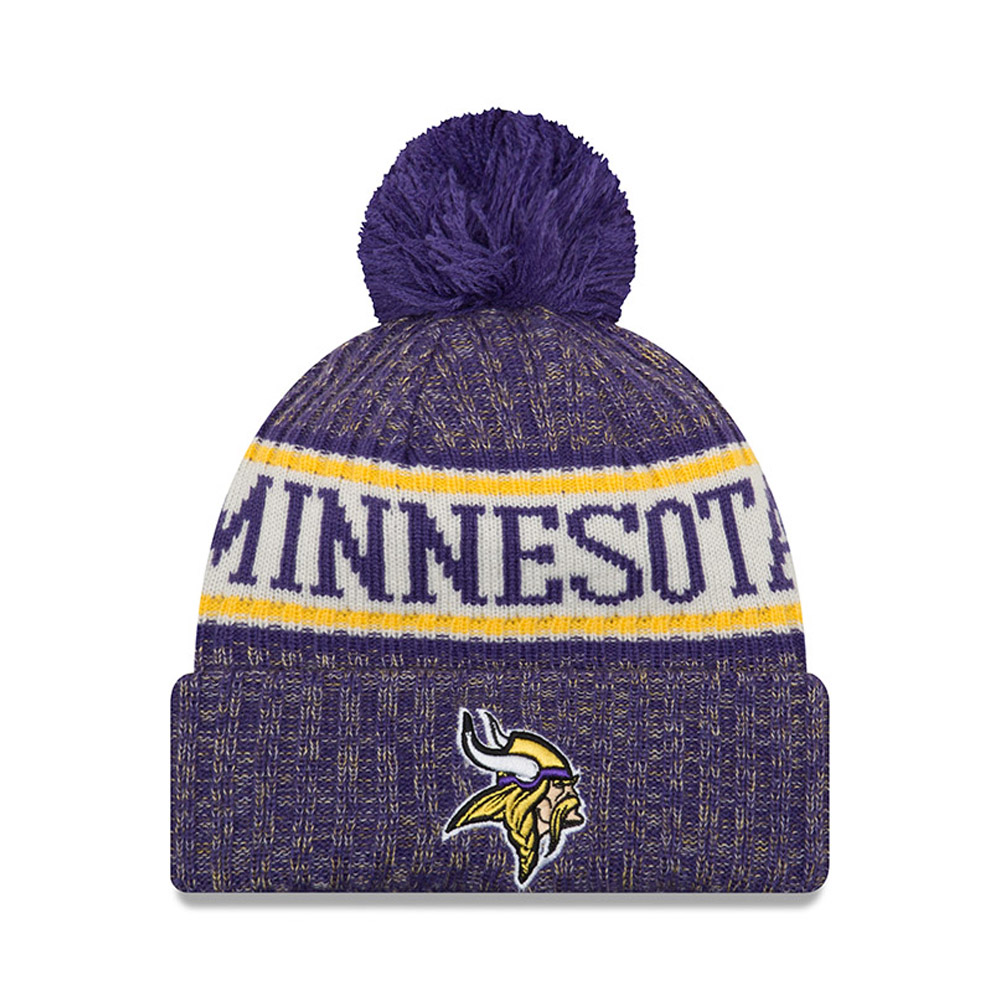 Berretto di maglia con risvolto e pompon Minnesota Vikings 2018 Sideline