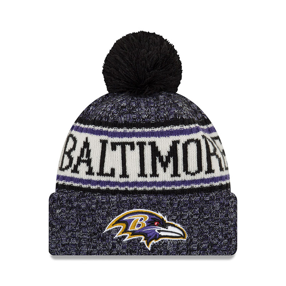 Bonnet à revers et pompon Baltimore Ravens 2018 Sideline