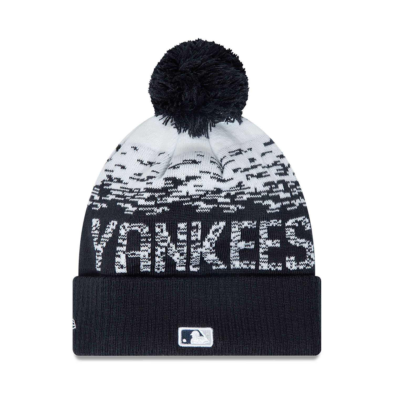 New York Yankees Bobble Blue Cuff Beanie Hat