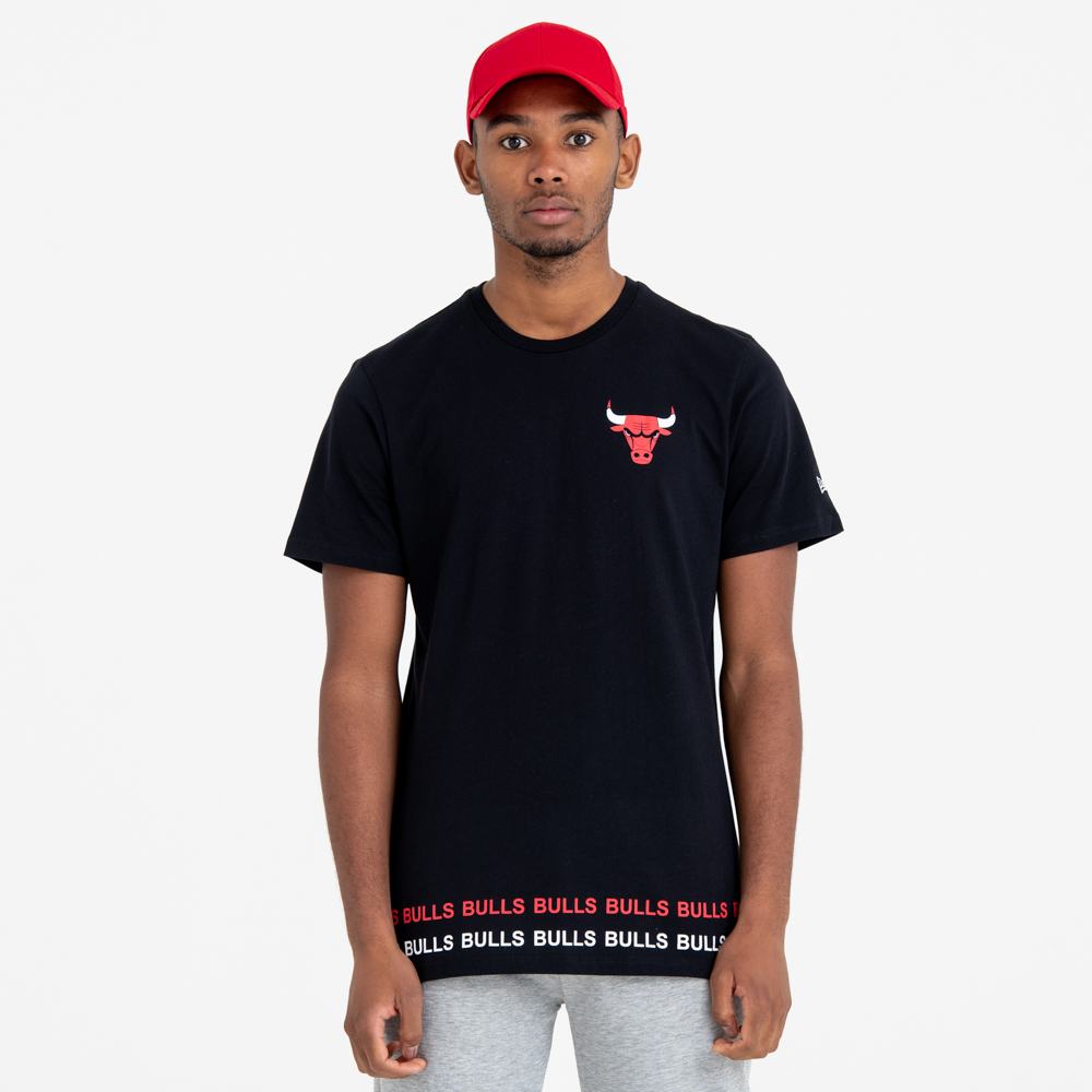 Camiseta con letras Chicago Bulls Team, negro