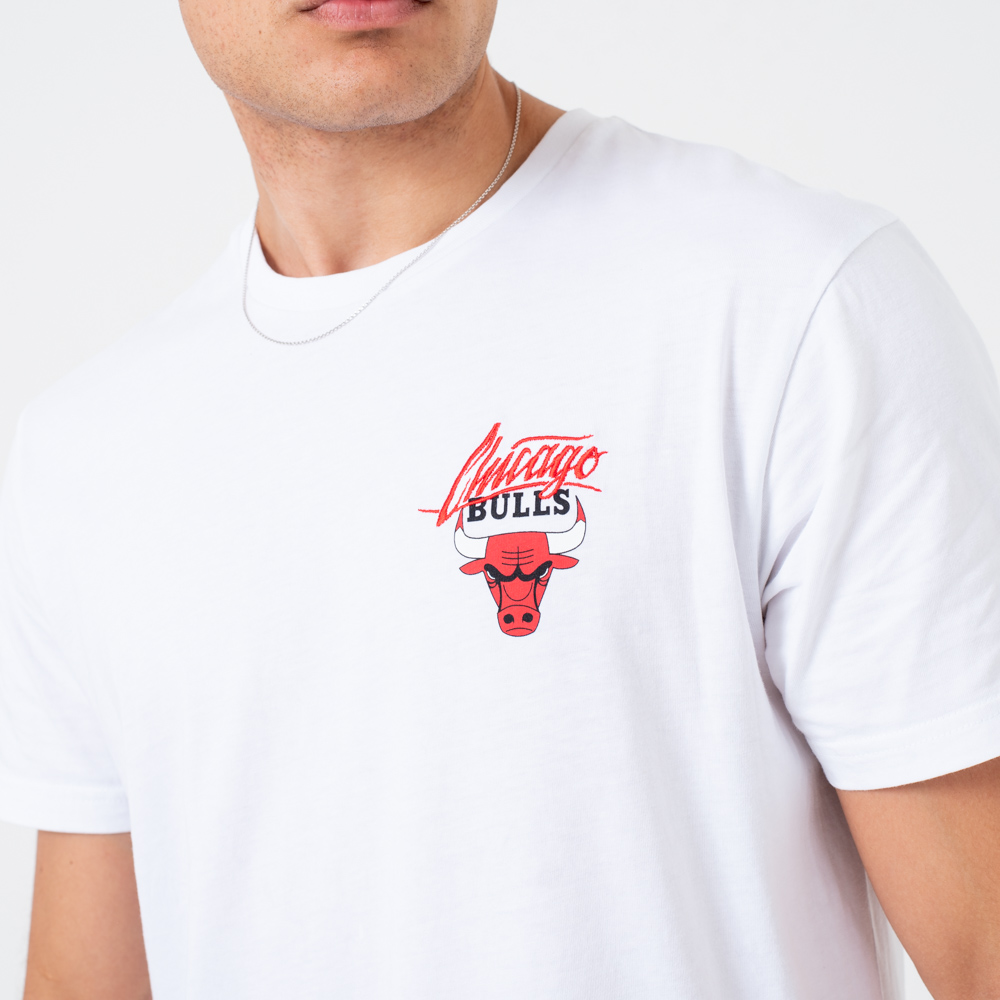 T-shirt Chicago Bulls Script blanc avec logo