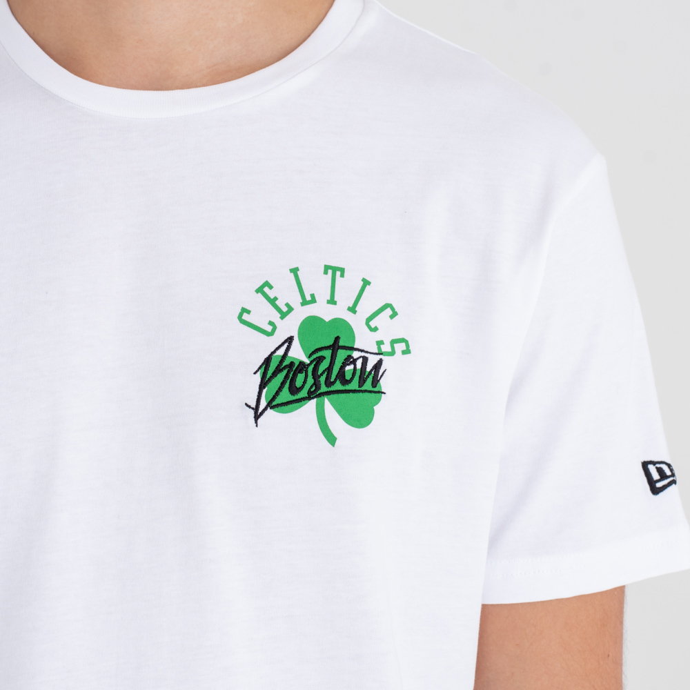 Boston Celtics Script Logo Weißes T-Shirt