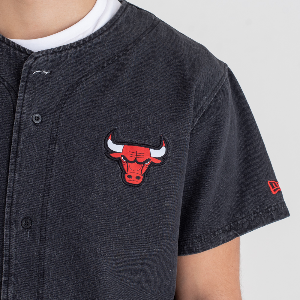 T-shirt in jersey di denim nera Chicago Bulls