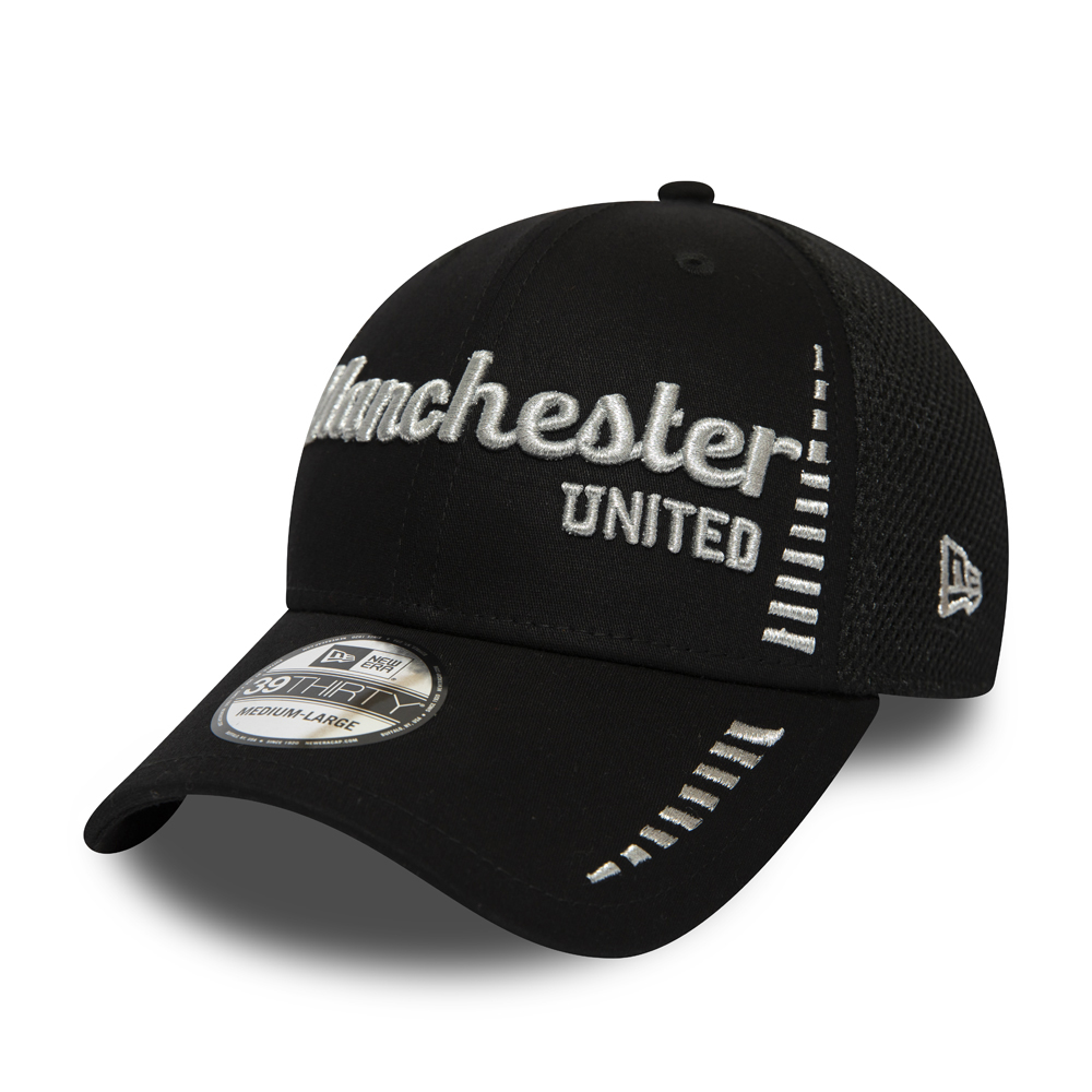 39THIRTY – Manchester United – Stretch-Kappe mit Schriftzug, Schwarz