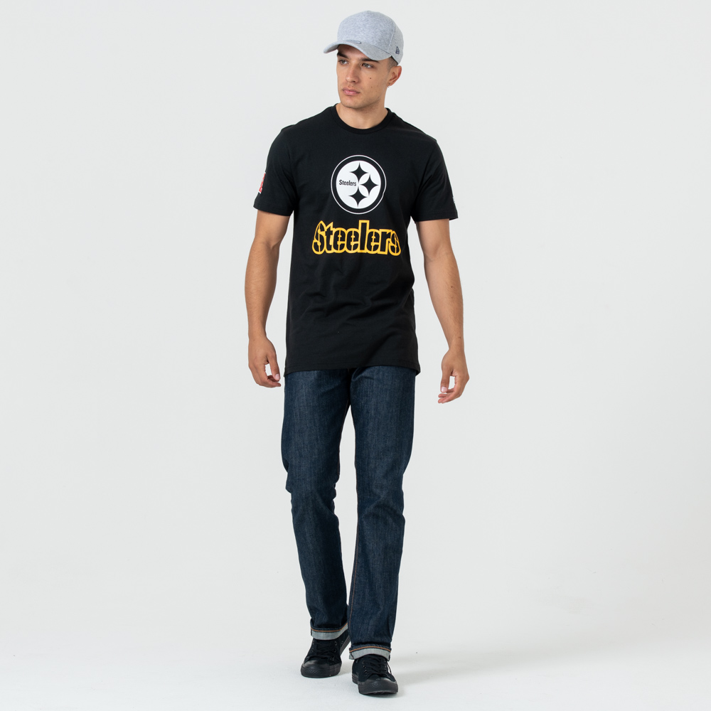 T-shirt con logo dei Pittsburgh Steelers in nero
