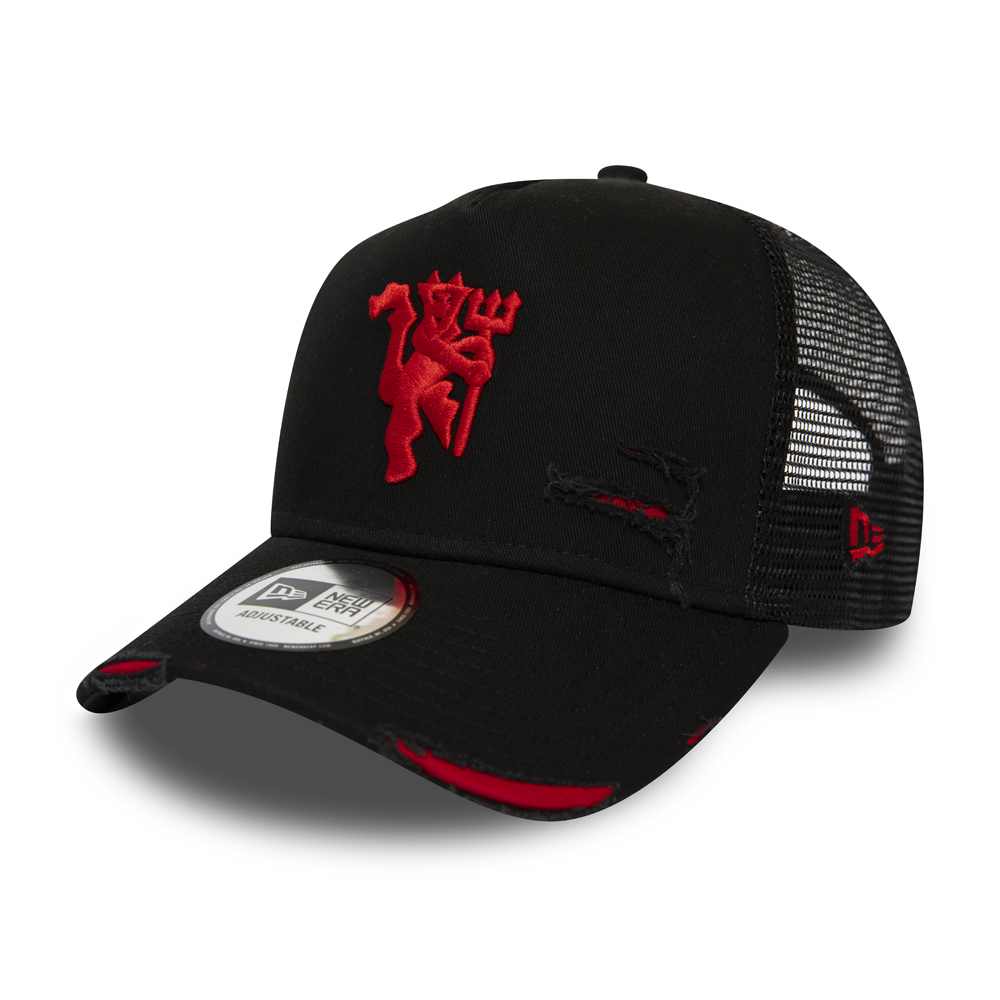 Manchester United Distressed Black A Frame Trucker