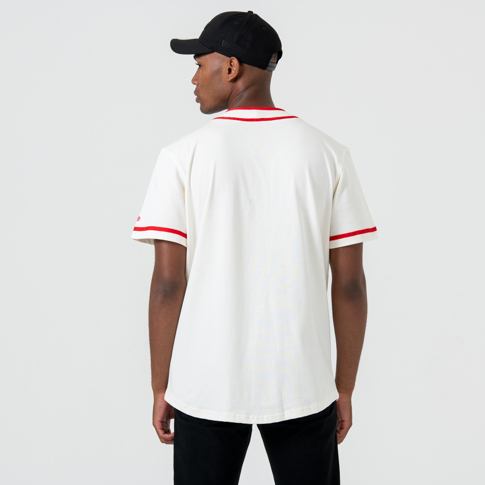 Chicago Bulls – Geknöpftes T-Shirt – Weiß