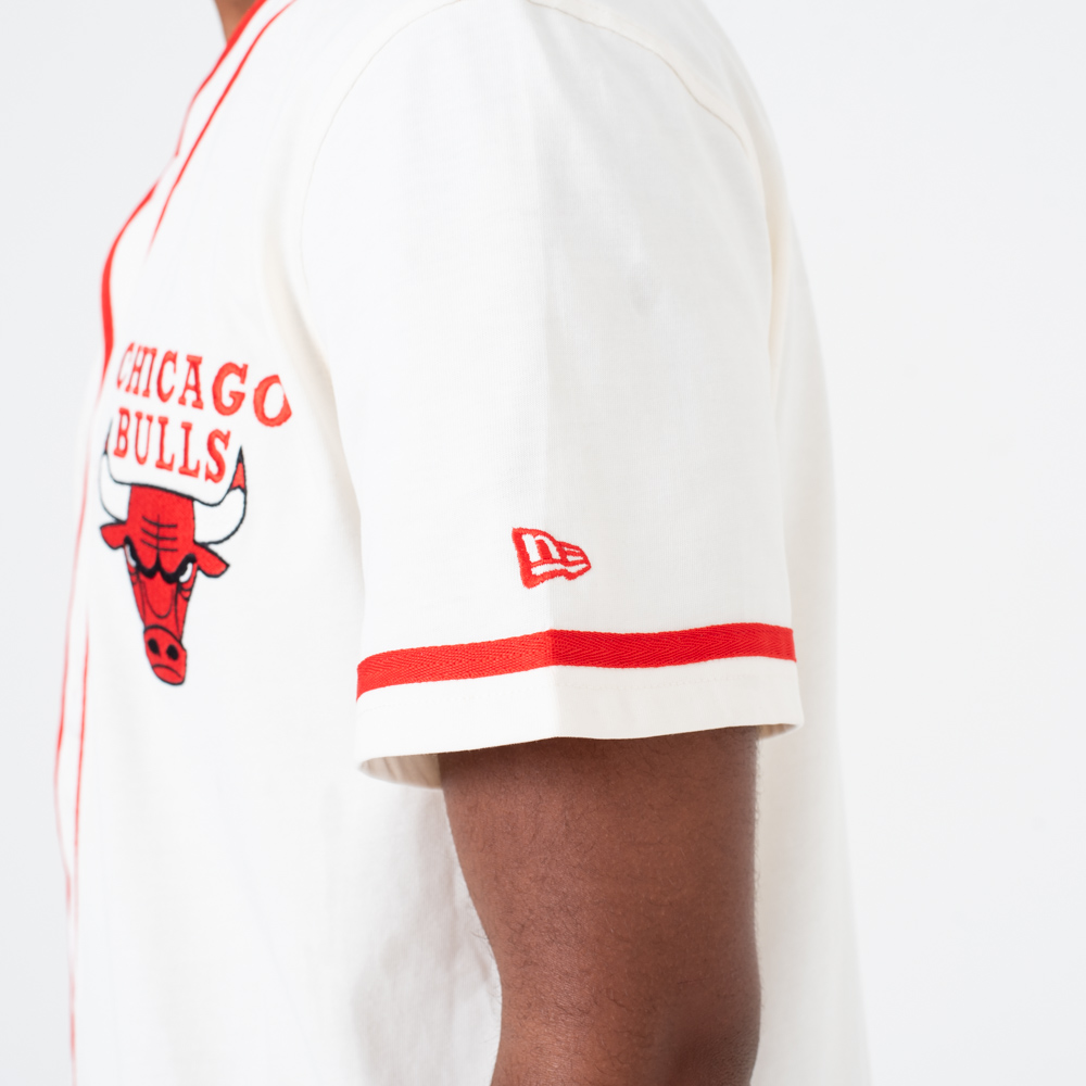Chicago Bulls – Geknöpftes T-Shirt – Weiß