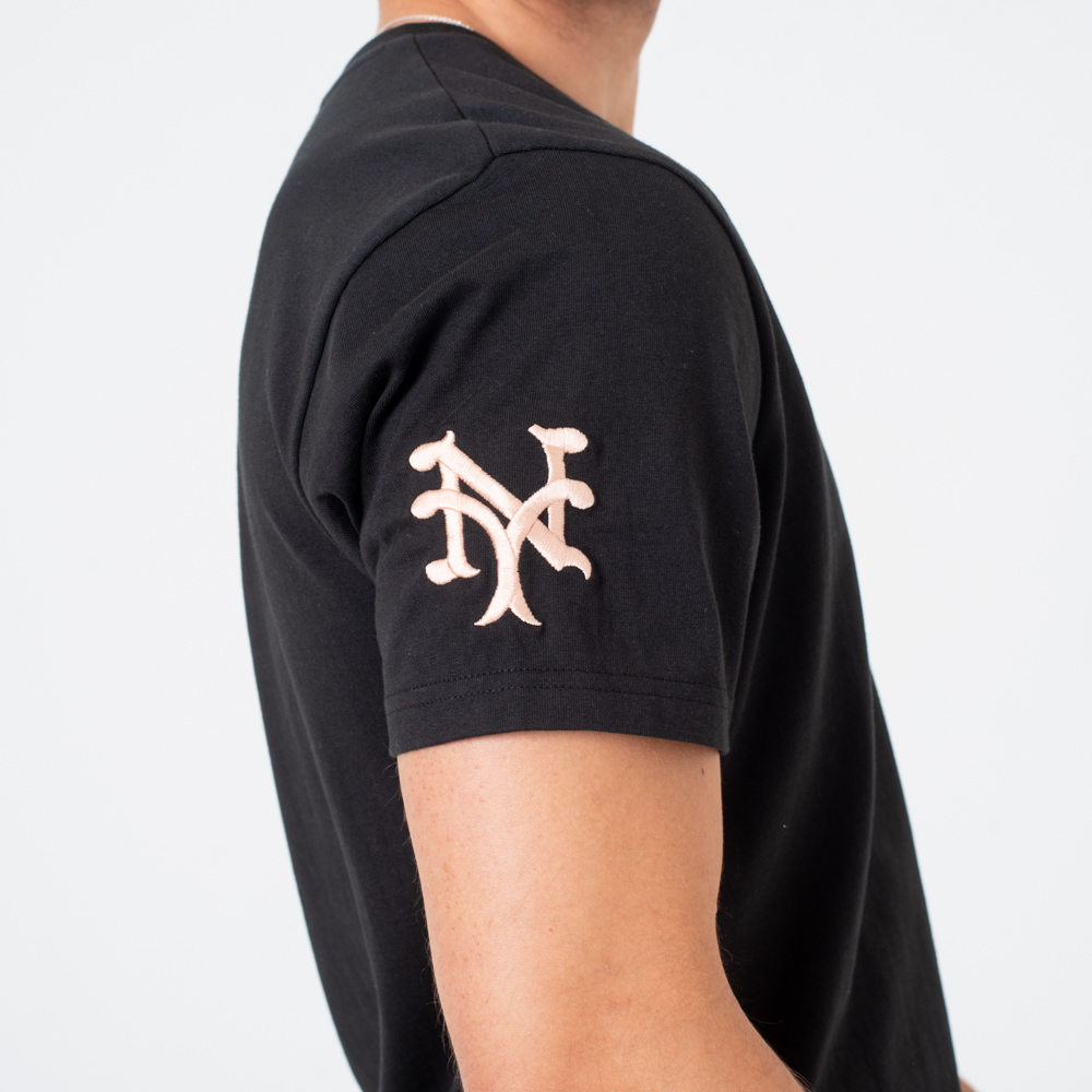 New York Giants – T-Shirt mit Vintage-Logo und Tasche – Schwarz