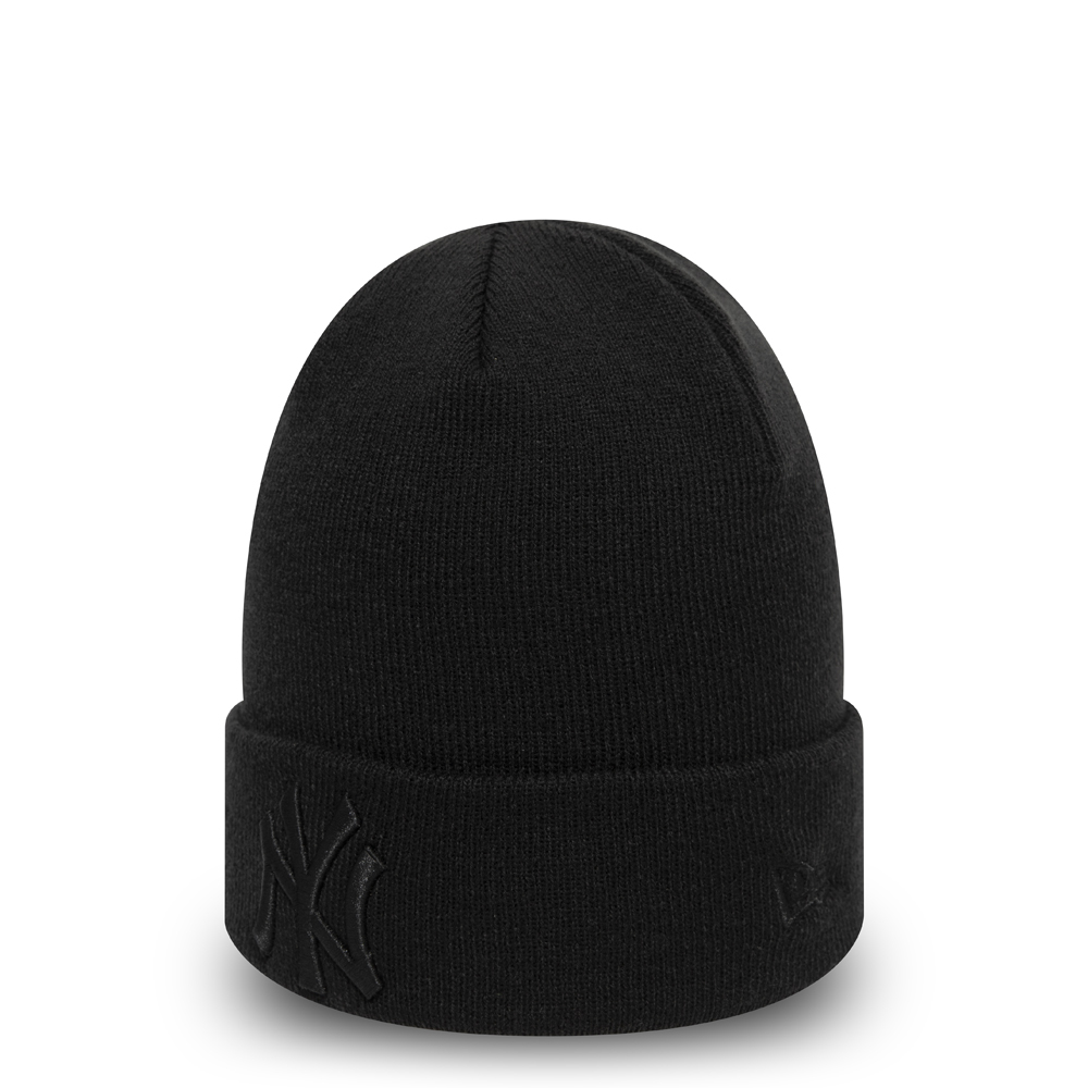 New York Yankees Essential All Black Cuff Beanie Hat