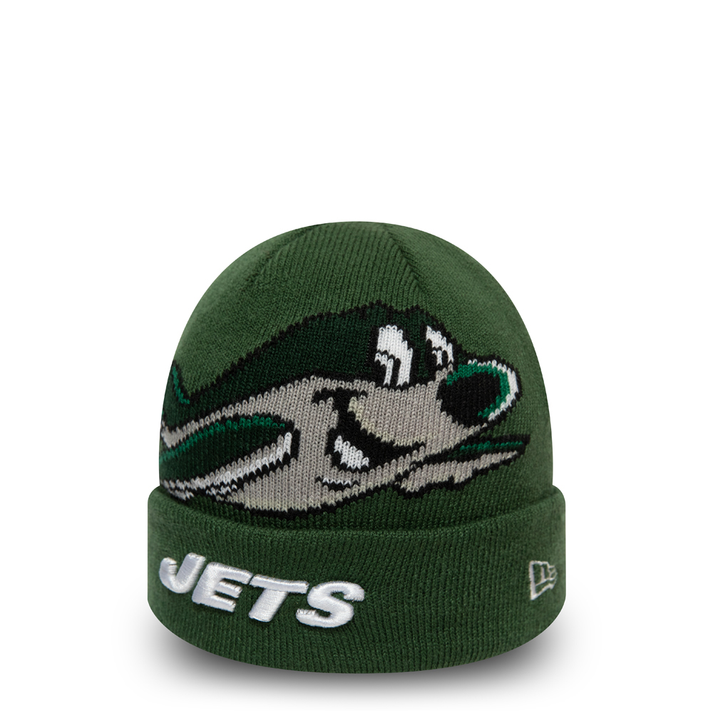 Bonnet à revers vert pour enfants avec mascotte des Jets de New York imprimée