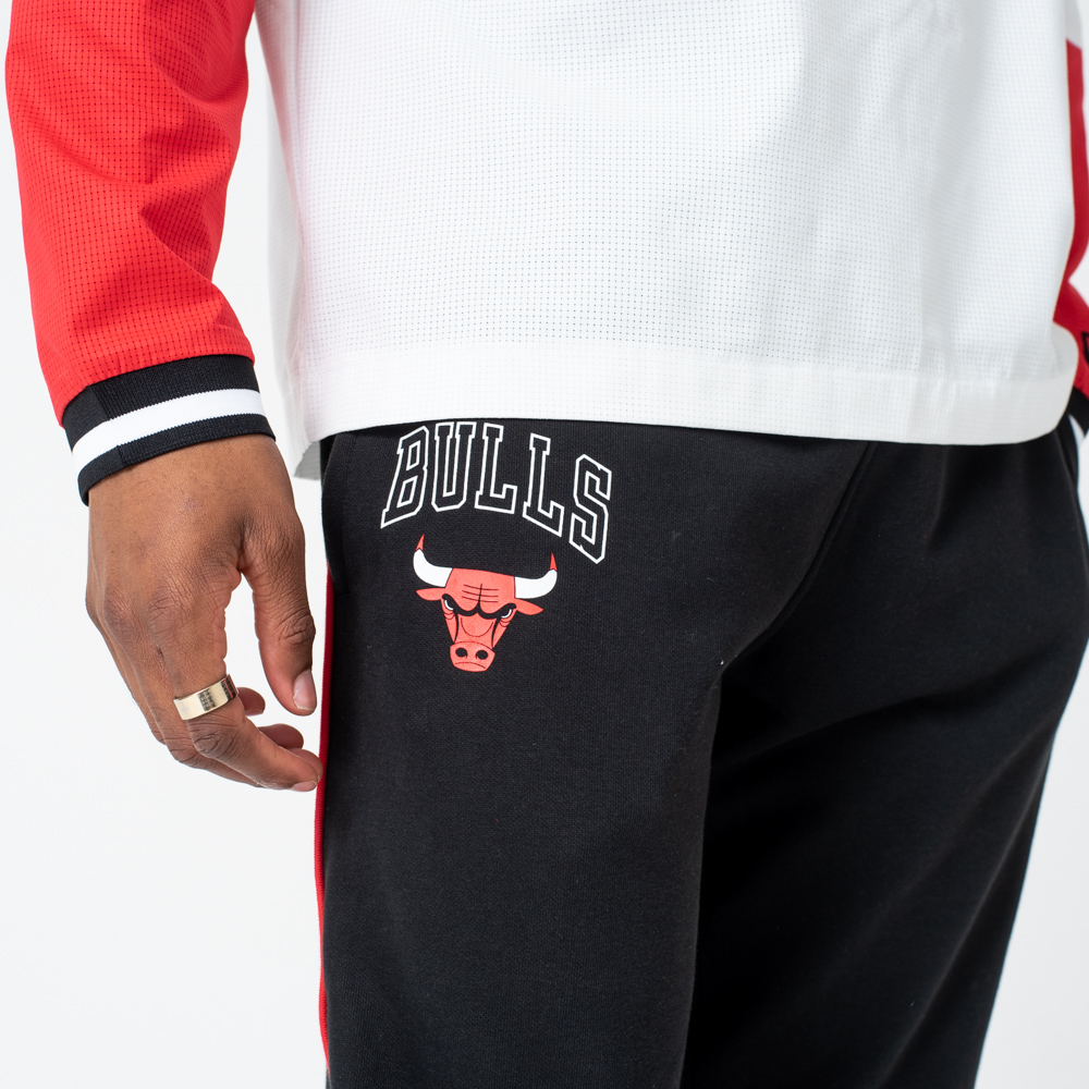 Pantalon de jogging noir des Bulls de Chicago avec passepoil