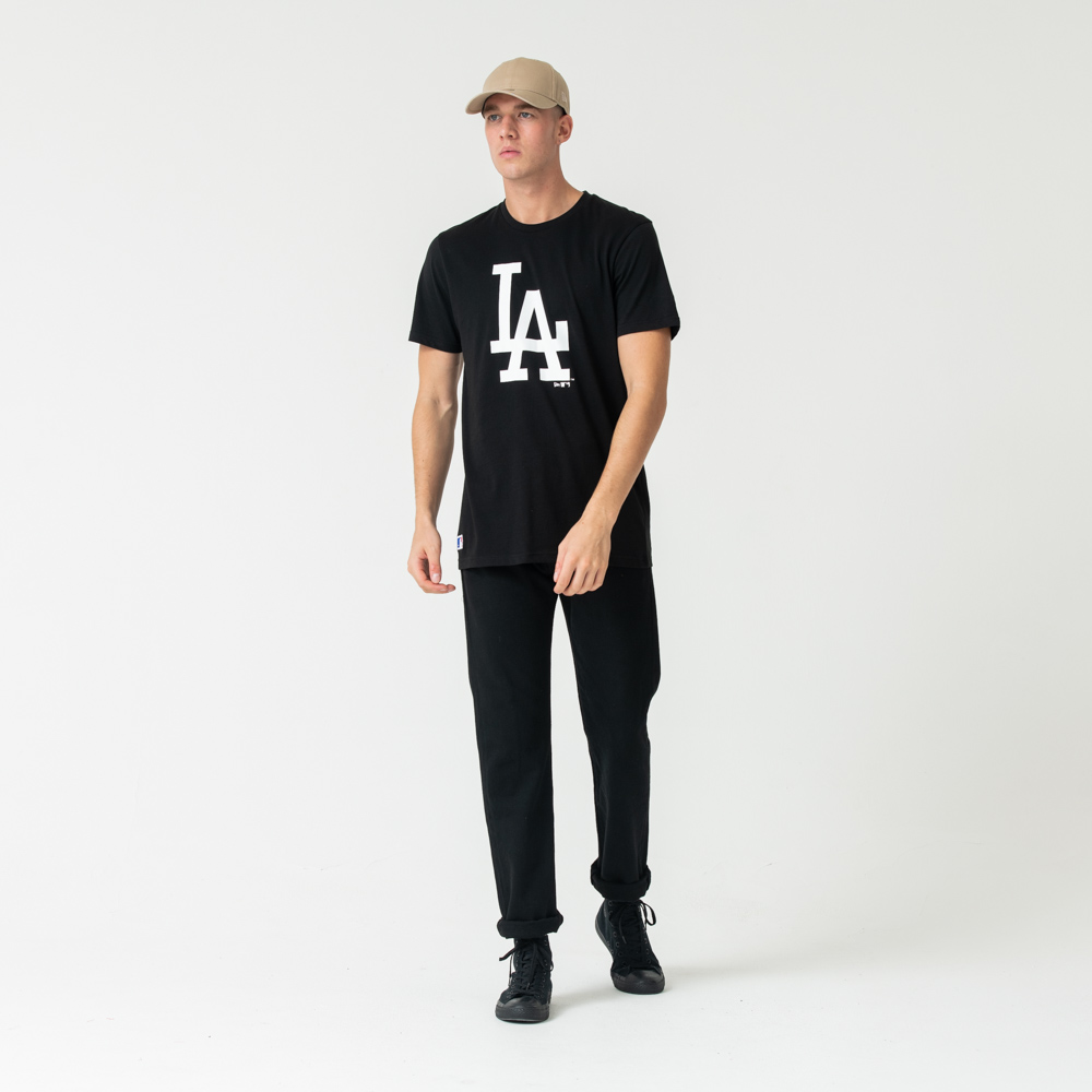 T-shirt noir Los Angeles Dodgers avec logo