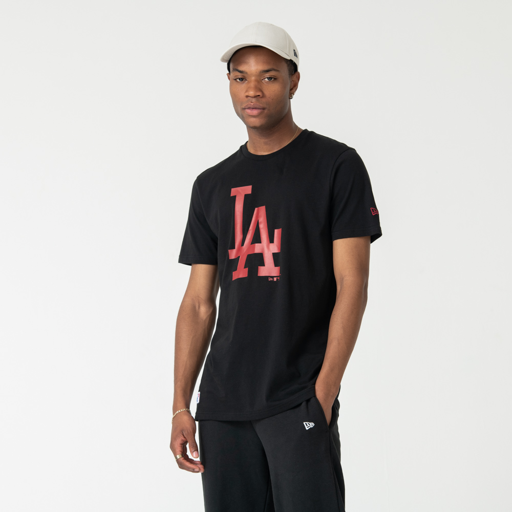 T-shirt noir avec logo rouge des Dodgers de Los Angeles