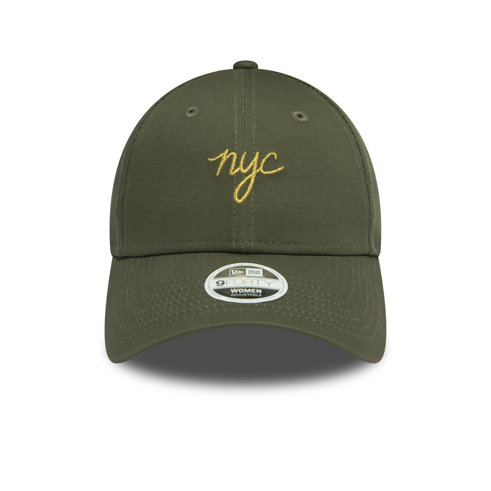 New Era – Grüne 9FORTY-Kappe mit NYC-Schriftzug für Damen