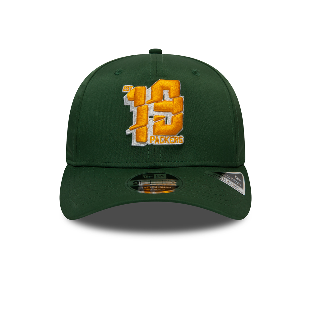 Green Bay Packers – Elastische, grüne 9FIFTY-Kappe mit Zahl