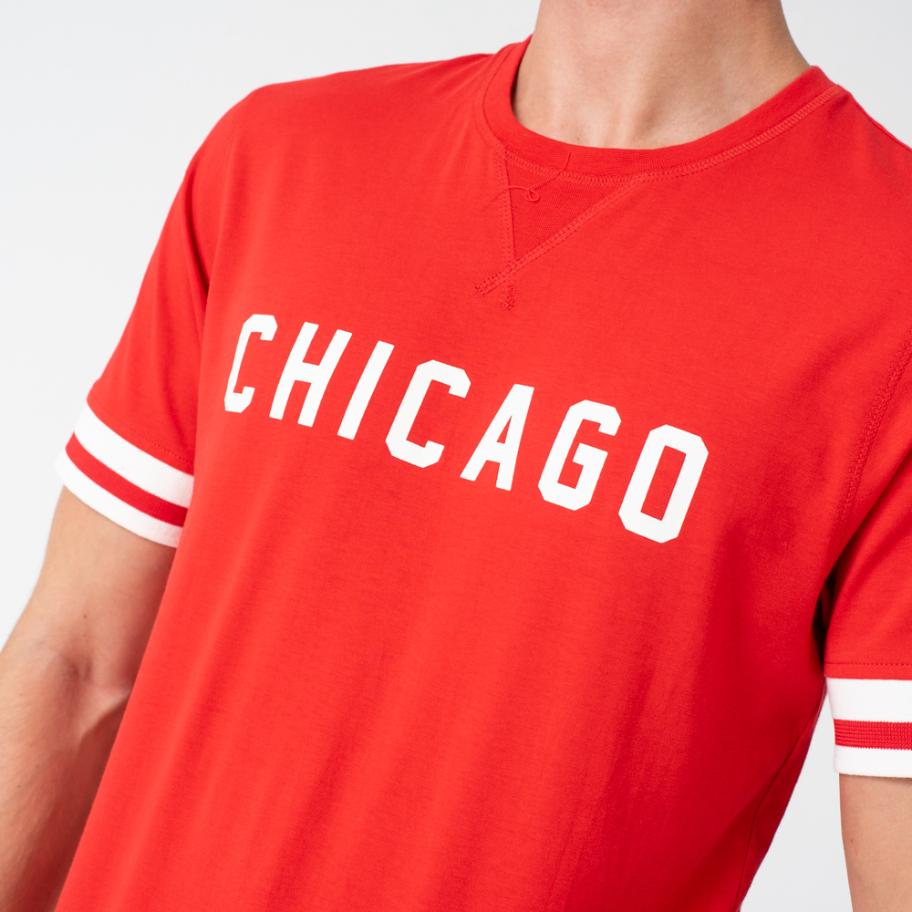 T-shirt rouge Chicago Bulls avec inscription