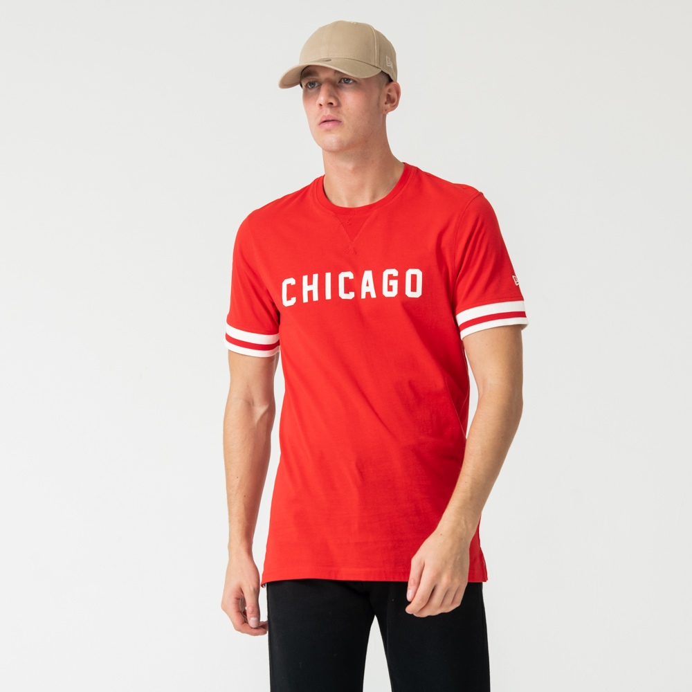 T-shirt rouge Chicago Bulls avec inscription