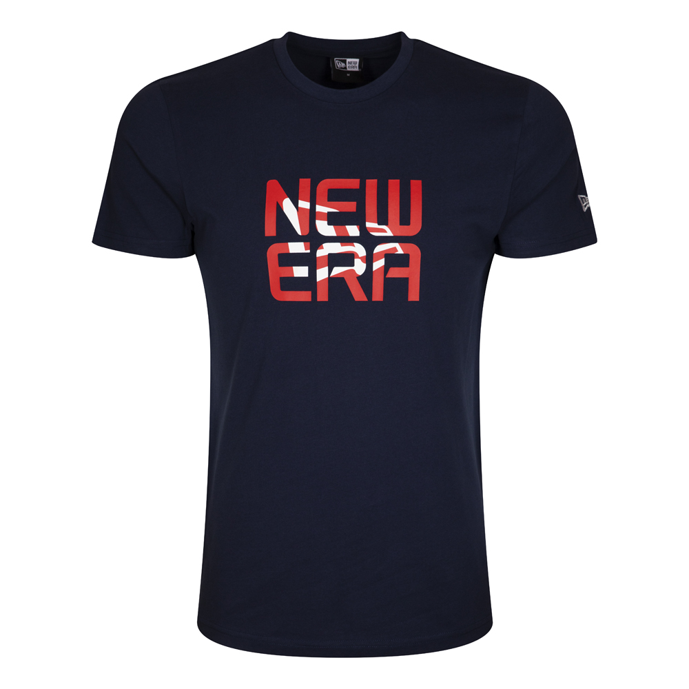 New Era Stacked Script Table T-Shirt in Schwarz