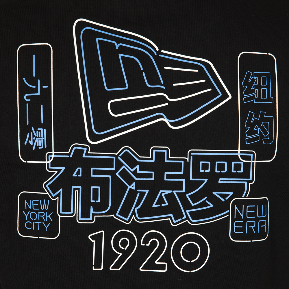 Camiseta con logotipo New Era Neon Lights Wordmark, negro