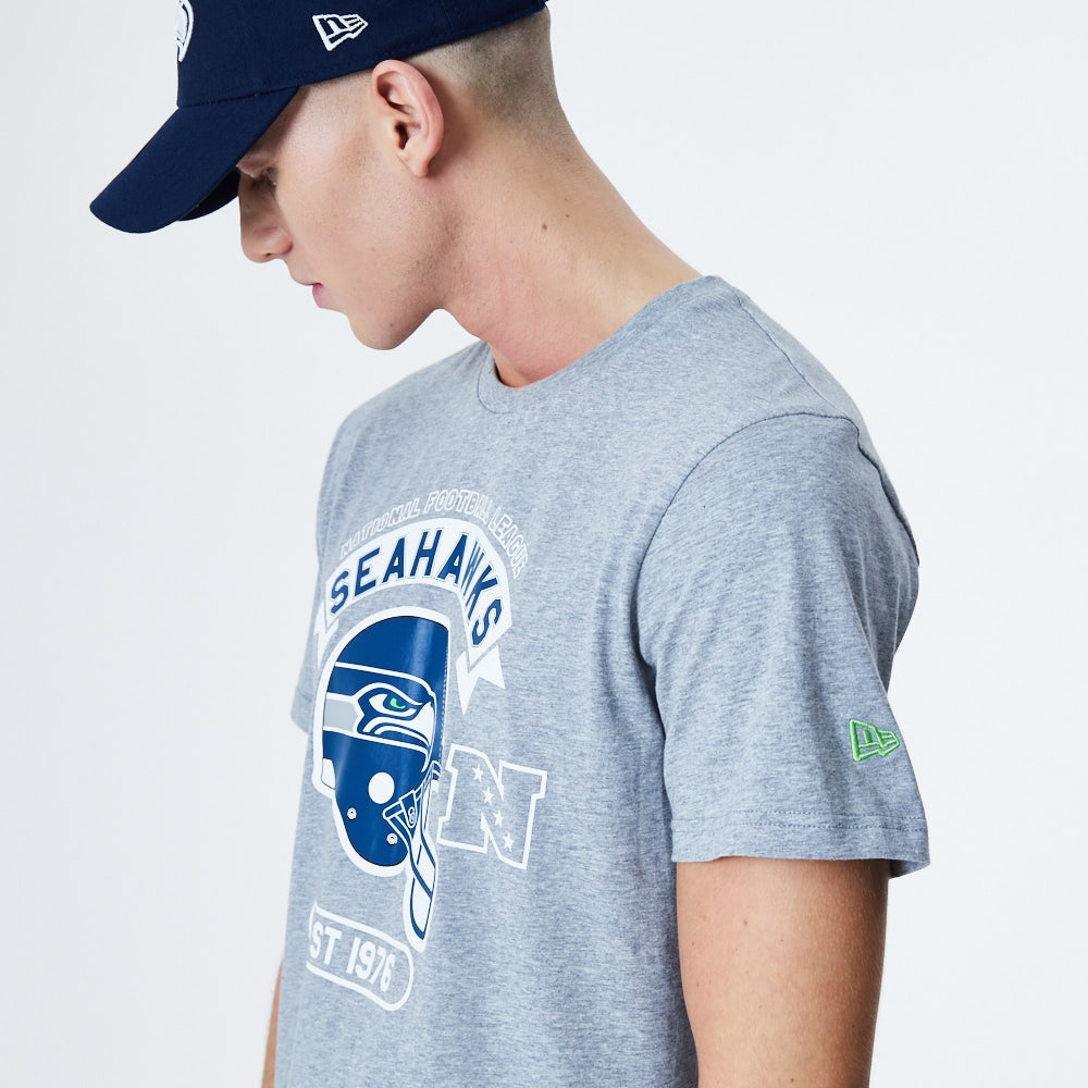 T-shirt gris avec graphique casque des Seahawks de Seattle