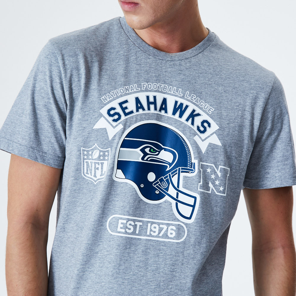 T-shirt gris avec graphique casque des Seahawks de Seattle
