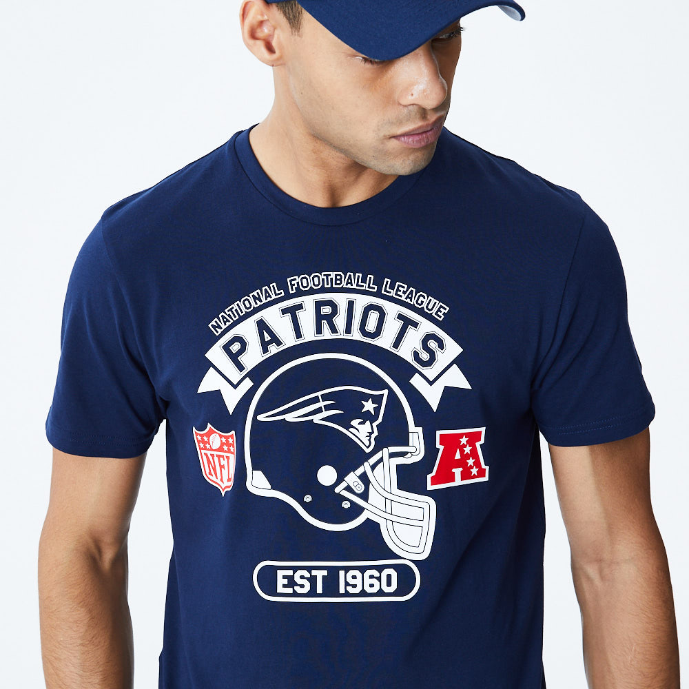 T-shirt bleu marine casque New England Patriots