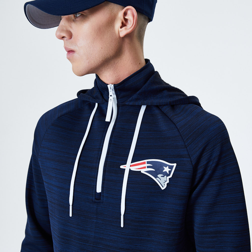 Felpa con cappuccio e zip corta Engineered dei New England Patriots blu